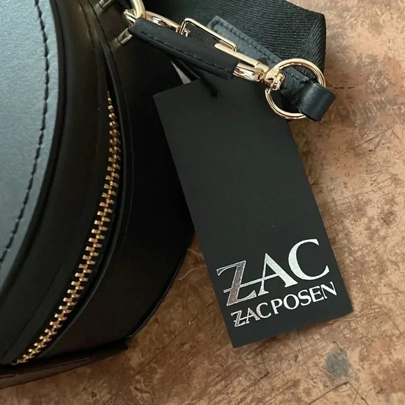 NEW ✨ ZAC POSEN Eartha Black Leather Round Top Handle Bag - Picture 5 of 13